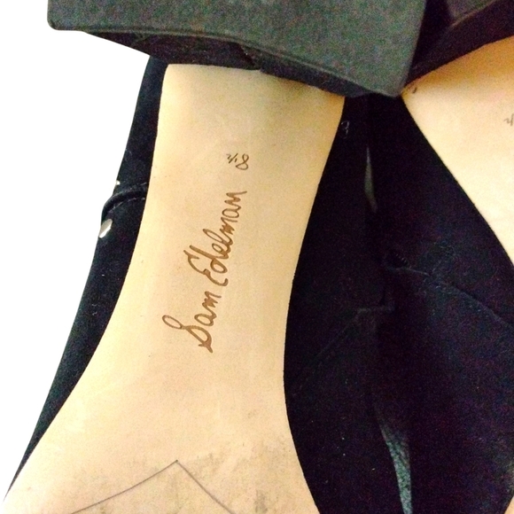 Sam Edelman Black Suede Ankle Boots Silver Studded Booties Size 8 - Picture 9 of 11